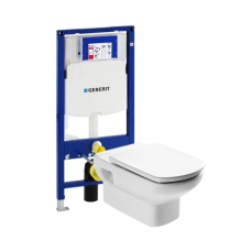 Комплект инсталляции GEBERIT Duofix с подвесным унитазом ROCA Dama Senso с сиденьем Комплект инсталляции GEBERIT Duofix с подвесным унитазом ROCA Dama Senso с сиденьем